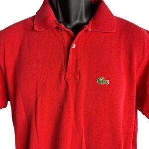 Vintage Mens IZOD Lacoste Polo Shirt XL Red Two Button Collared Short Sleeves